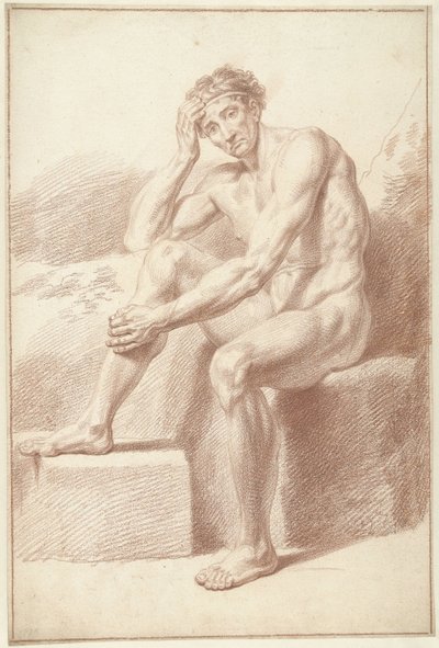 Männlicher Akt, sitzend mit angezogenen Knien von Louis Fabritius Dubourg