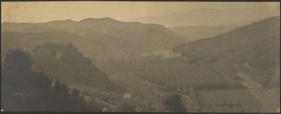 Landschaft mit Bergen und Bauernhöfen von Louis Fleckenstein