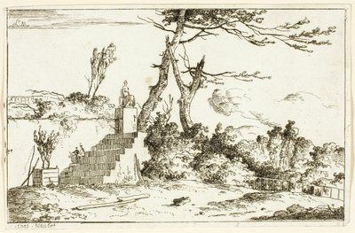Landschaft mit klassischer Statue von Louis Gabriel Moreau