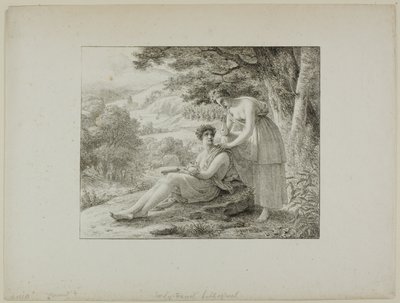 Zwei Figuren in einer Landschaft von Louis Hersent