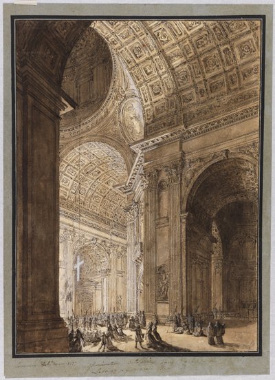 Innenansicht von St. Peter beleuchtet von Louis Jean Desprez