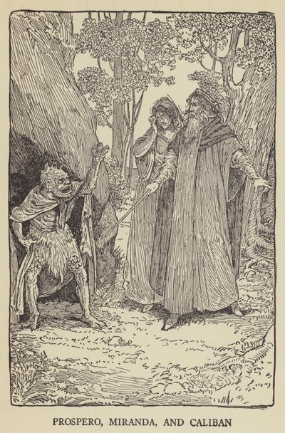 Prospero, Miranda und Caliban von Louis John Rhead