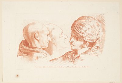 Studie von drei Männerköpfen von Louise Rosalie Hémery