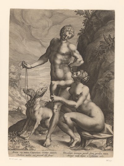 Venus und Adonis mit zwei Hunden von Lucas Kilian