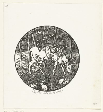 Weidender Hirsch von Lucien Pissarro