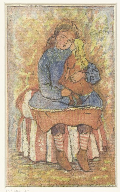 Mädchen mit Puppe von Lucien Pissarro