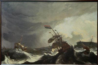Schiffe in Not bei schwerem Sturm von Ludolf Backhuysen