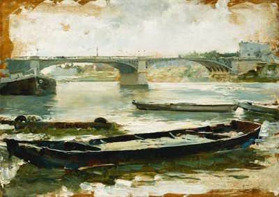 Lastkähne auf der Seine, Paris von Ludovico Marchetti