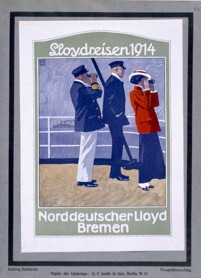 Plakat zeigt Kreuzfahrtschiffdeck von Ludwig Hohlwein