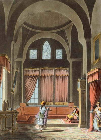 Innenansicht eines Harems in Kairo von Luigi Mayer
