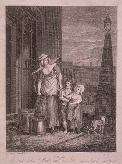 Milch unter Mägden, Rufe von London, ca. 1795 von Luigi Schiavonetti
