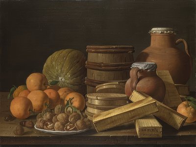 Stilleben mit Orangen und Walnüssen von Luis Egidio Melendez