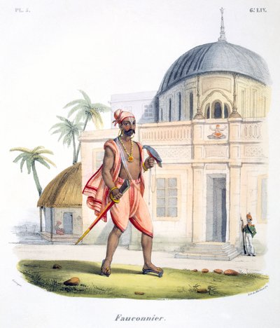 Ein Falkner mit seinem Vogel, 1827-35 von M.E. Burnouf