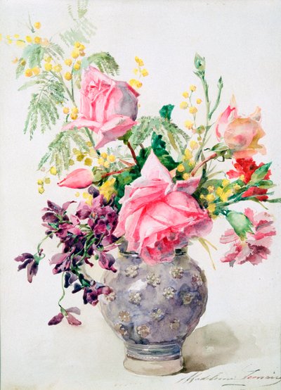 Vase mit Rosen, ca. 1865-1928 von Madeleine Jeanne Lemaire