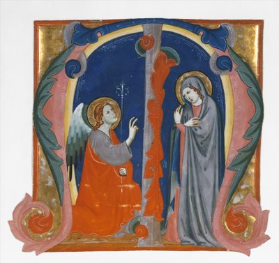Verkündigung in einem Initial M, ca. 1310-15 von Maestro Daddesco