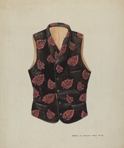 Bestickte Samtweste, ca. 1937 von Majel G. Claflin