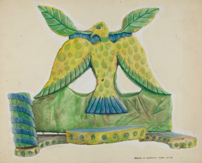 Bemalter Holzleuchter von Majel G. Claflin