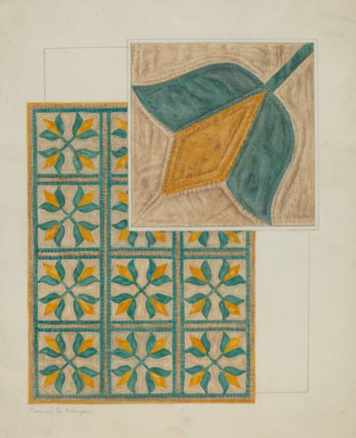 Bettdecke-Applikationsquilt, ca. 1937 von Manuel G. Runyan