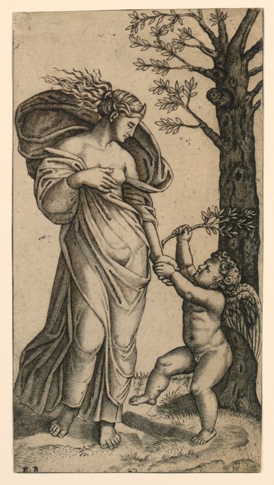 Die Versöhnung von Minerva und Amor von Marc Antonio Raimondi