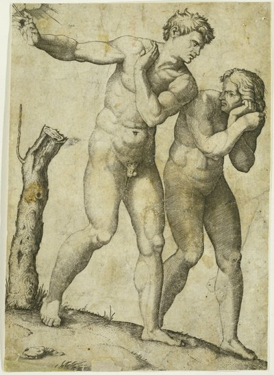 Vertreibung aus dem Paradies von Marcantonio Raimondi