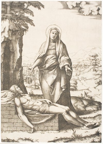 Die Pietà von Marcantonio Raimondi