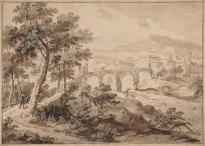 Landschaft mit Brücke, 1700-1729 von Marco Ricci