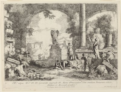 Landschaft mit klassischen Ruinen von Marco Ricci