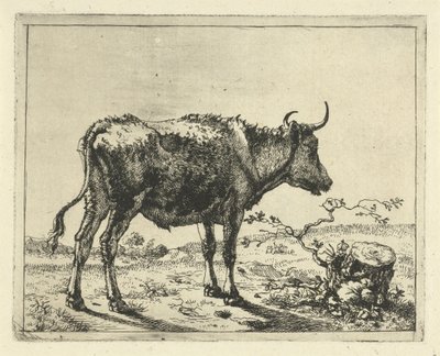 Stier stehend bei Baumstumpf von Marcus de Bye