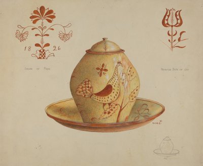 Pa. Deutscher Deckelkrug von Margaret Stottlemeyer