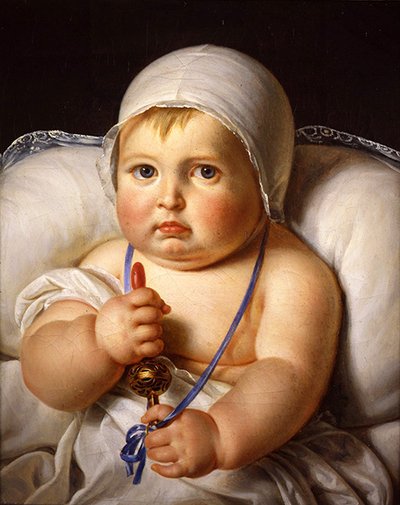 Baby mit Rassel von Marguerite Gerard