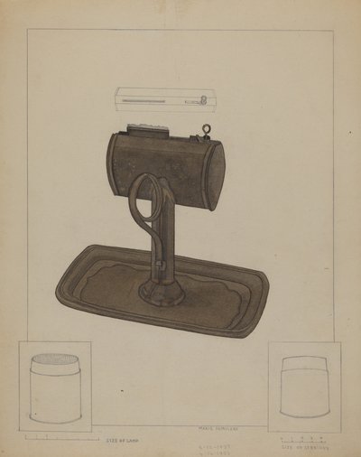 Lampe und Talgfilter, ca. 1936 von Marie Famularo