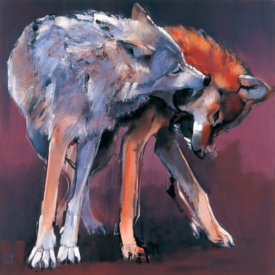 Zwei Wölfe, 2001 von Mark Adlington