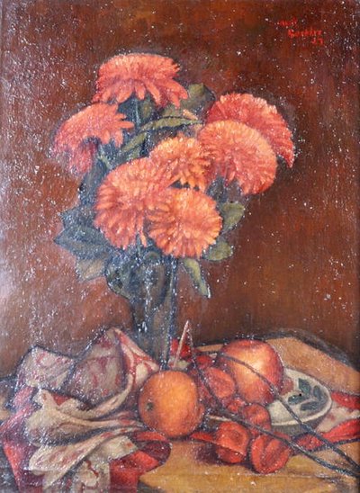 Stillleben mit Chrysanthemen von Mark Gertler