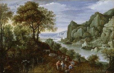 Flusslandschaft mit Bergbau von Marten Ryckaert