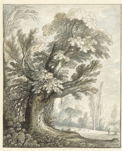 Landschaft mit hohem Baum von Marten de Cock