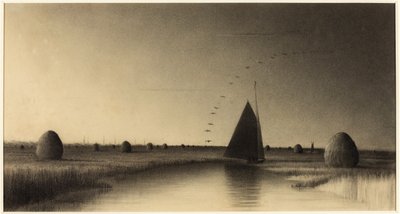 Segelboot und Heuhaufen auf Newbury Marsh von Martin Johnson Heade