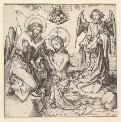 Taufe Christi, ca. 1470-1474 von Martin Schongauer