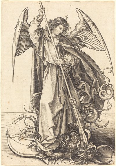 Heiliger Michael tötet den Drachen von Martin Schongauer