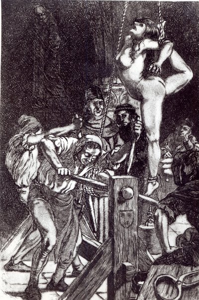 Bestrafung einer Hexe, 1911 (Lithografie) von Martin van Maele