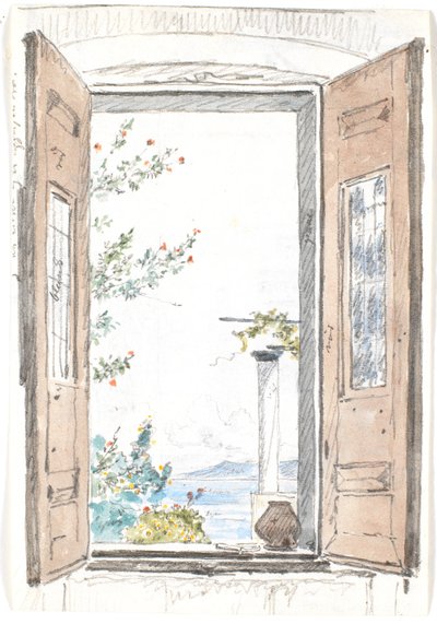 Aussicht durch ein Fenster auf Procida von Martinus Rørbye