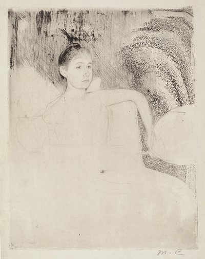 Mimi mit einem japanischen Fächer, ca. 1889 von Mary Cassatt