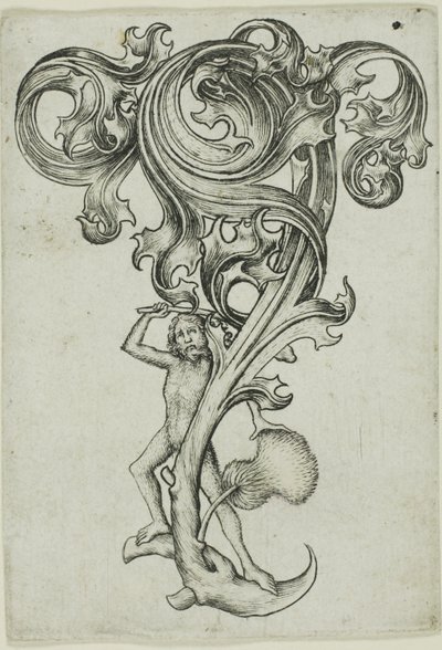 Distelornament mit Wildem Mann von Master E.S.