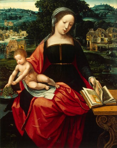 Madonna mit Kind von Master of the Female Half Lengths