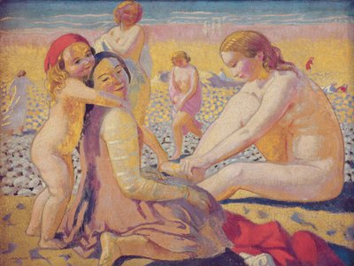 Am Strand mit rotem Hut von Maurice Denis