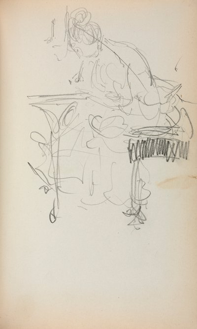 Italienisches Skizzenbuch: Sitzende Frau beim Nähen (Seite 153) von Maurice Prendergast