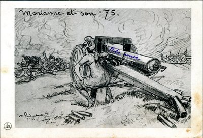 Postkarte, Satirisch in Schwarz-Weiß von Maurice Radiguet