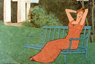 Frau im Garten von Maurice Realier Dumas
