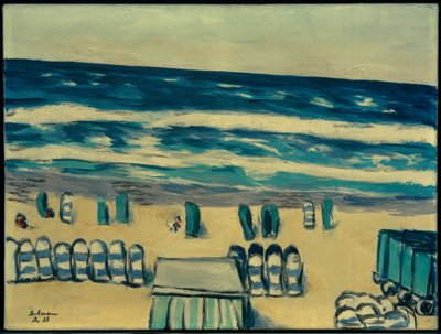 Blaues Meer mit Strandkörben von Max Beckmann