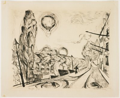 Landschaft mit Ballon von Max Beckmann