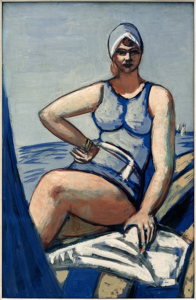 Quappi in Blau im Boot von Max Beckmann